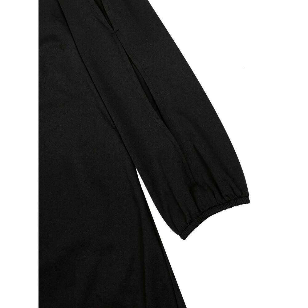 Plus Size Women's Black Long-Sleeve Cold-Shoulder Cutout Elastic Cuff Casual Mini Dress 2026 New C260312