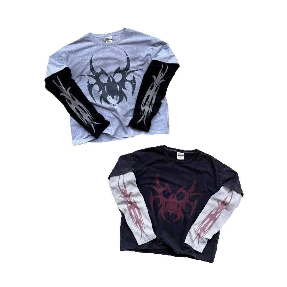 Men's T-Shirts Men's Tees Polos Street Hip-hop Fashion Camouflage Retro Loose Long Sleeve Punk Goth Casual Oversized Top Women Men's Cl