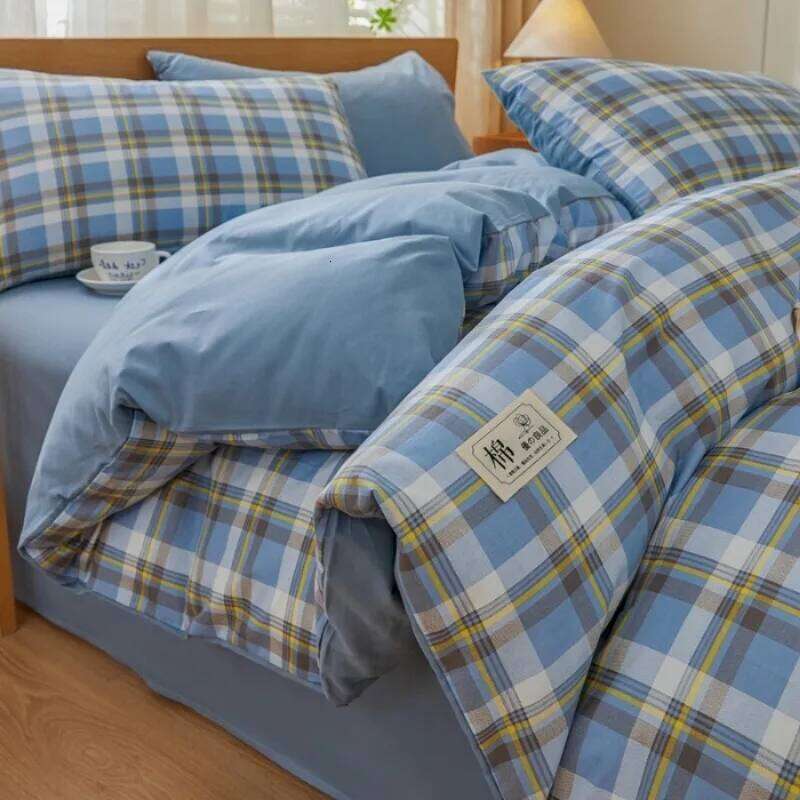 2025 new solid color matching pure cotton quilt cover bed four-piece student dormitory 3-piece set available in all seasons H260312 - view 4