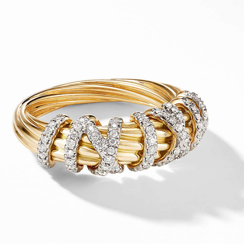 Designer Rings for Women European American Style Geometric Line Crystal Women's Ring Fashion Simple Alloy Ring with Small Diamonds