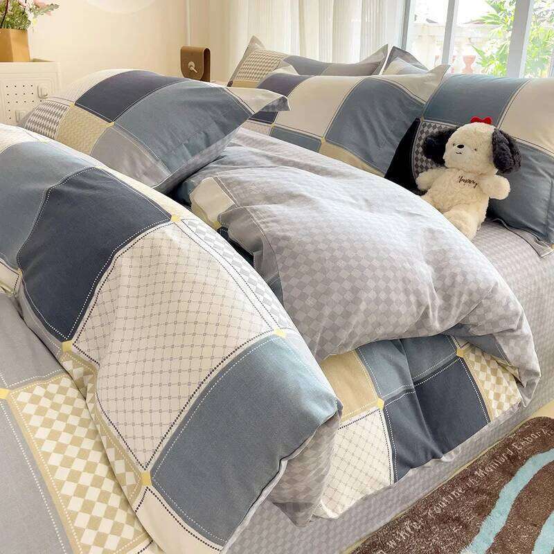 2024 Hot Japanese Style 100% Bedding Printed Four Piece Pure Cotton Bed Sheet Set Duvet Cover Queen King Size H260312