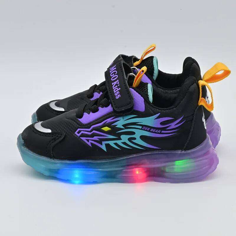 Fashion Girls' Sneaker 2025spring New Kids LED Light Anti Slip Boys Basketball Soft Soled Girls Casual Shoes Zapatos H260312