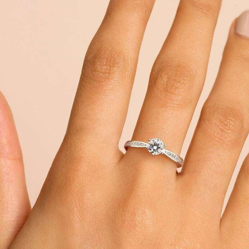 GRA Luxury Real 0.5-1CT Moissanite Diamond Rings for Women Engagement 925 Sterling Silver Original Gemstone Fine Jewelry H260312