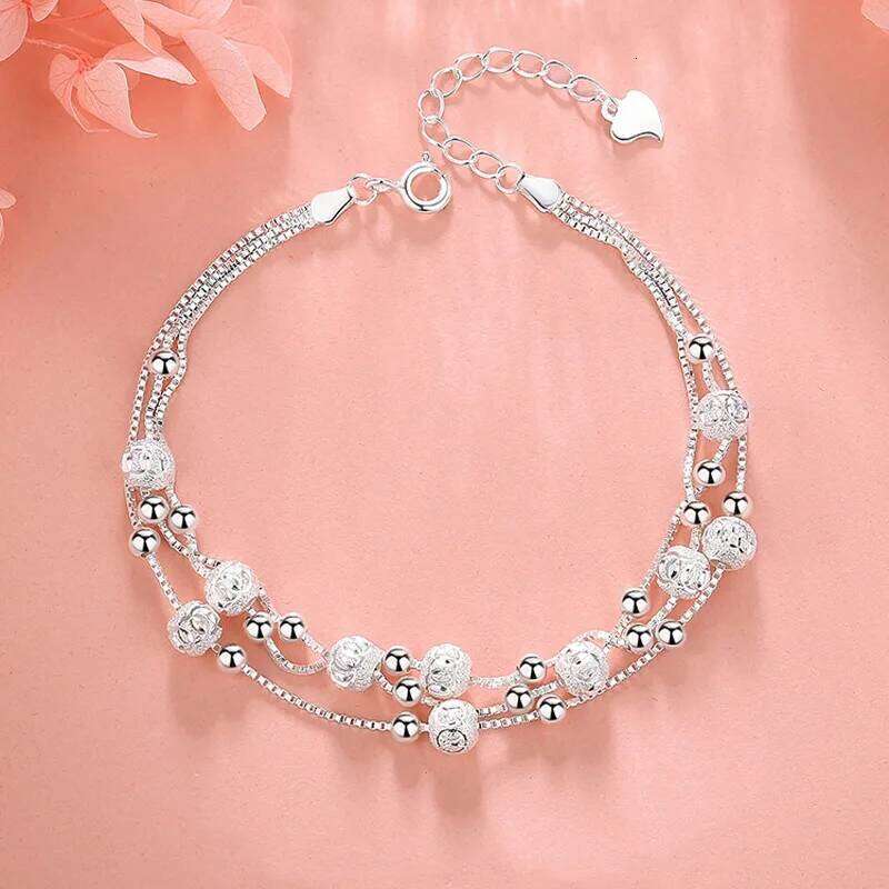 925 Sterling Silver Lucky Bead Bracelets Woman Fashion Elegant Multi-layer Adjustable Ball Bracelet Luxury Party Jewelry Gifts Z260313