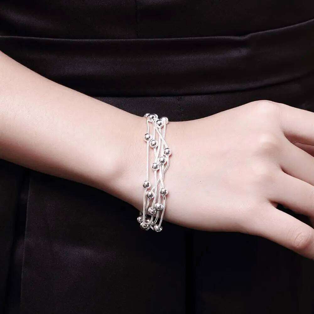 Hot 925 sterling silver Bracelets Snake chain round beads for women Retro Wedding party Wild Christmas Gifts fashion Jewelry Z260313