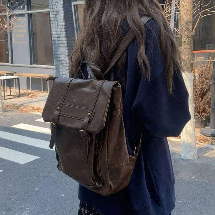 TAURUSCIAGA Large Capacity Vintage Women Backpack PU Leather Preppy Student School Mochila Rucksack Shoulder Bag Female Daily Versatile Bag