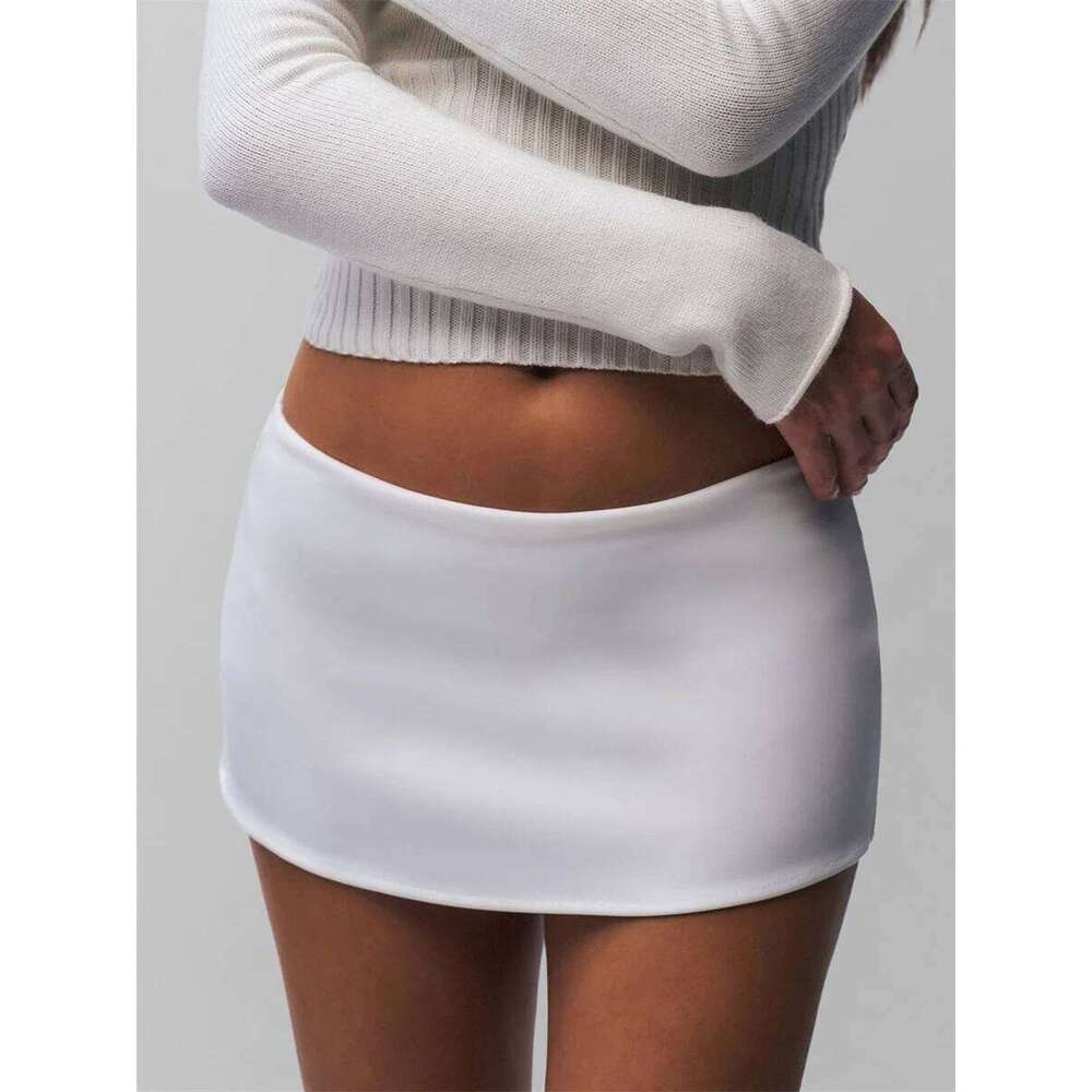 Women Micro Mini Sexy Solid Color Low Waist Slim Fit Pencil Stretchy Tight Short Skirt for Club Night Out Z260314