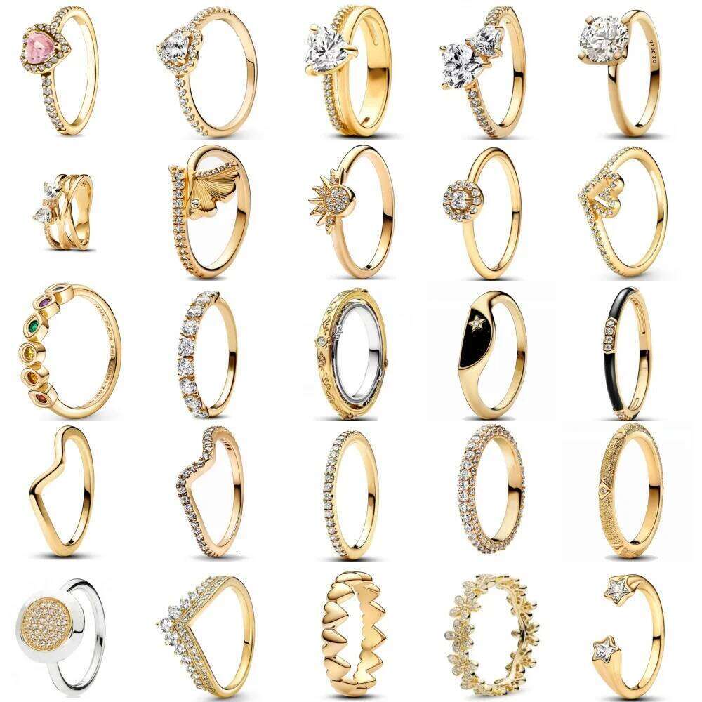 2025 Hot Selling Wholesale Gold Color Sun Heart Bow Size 6 7 8 9 Ring Rings For Trenday Women Jewelry 925 Sterling Silver H260312