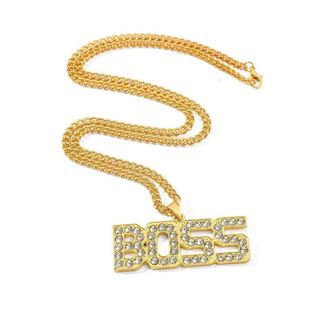 Men Women Hip Hop BOSS Pendant Necklace Chain pendants Necklaces Fashion Punk Jewelry Gifts H260312