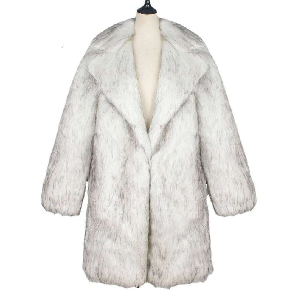 Men Coat Single Breasted Faux Long Sleeve Thick Warm Fur Solid Outerwear Spliced Overcoat Casual Winter 2025 Z260313