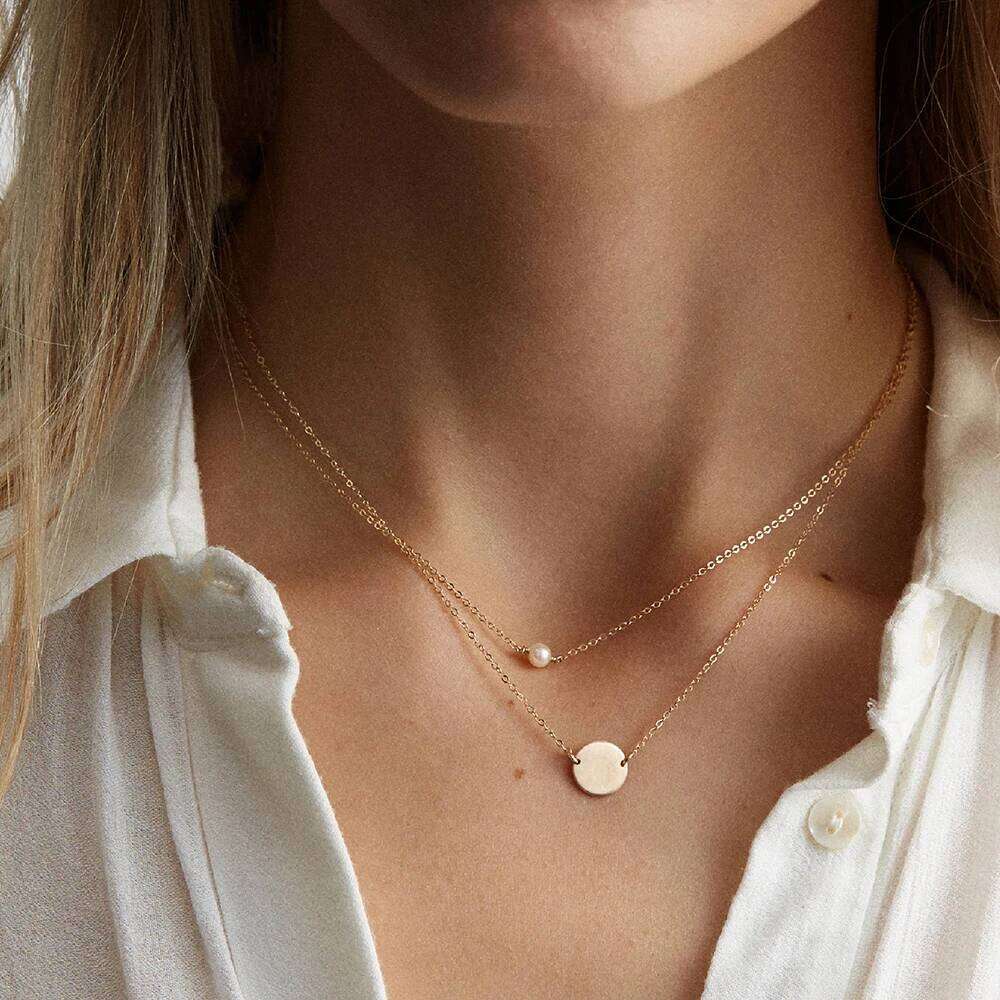 4MM Simulated-pearl Pendant for Dainty Stainless Steel Gold Color Necklace Women H260312