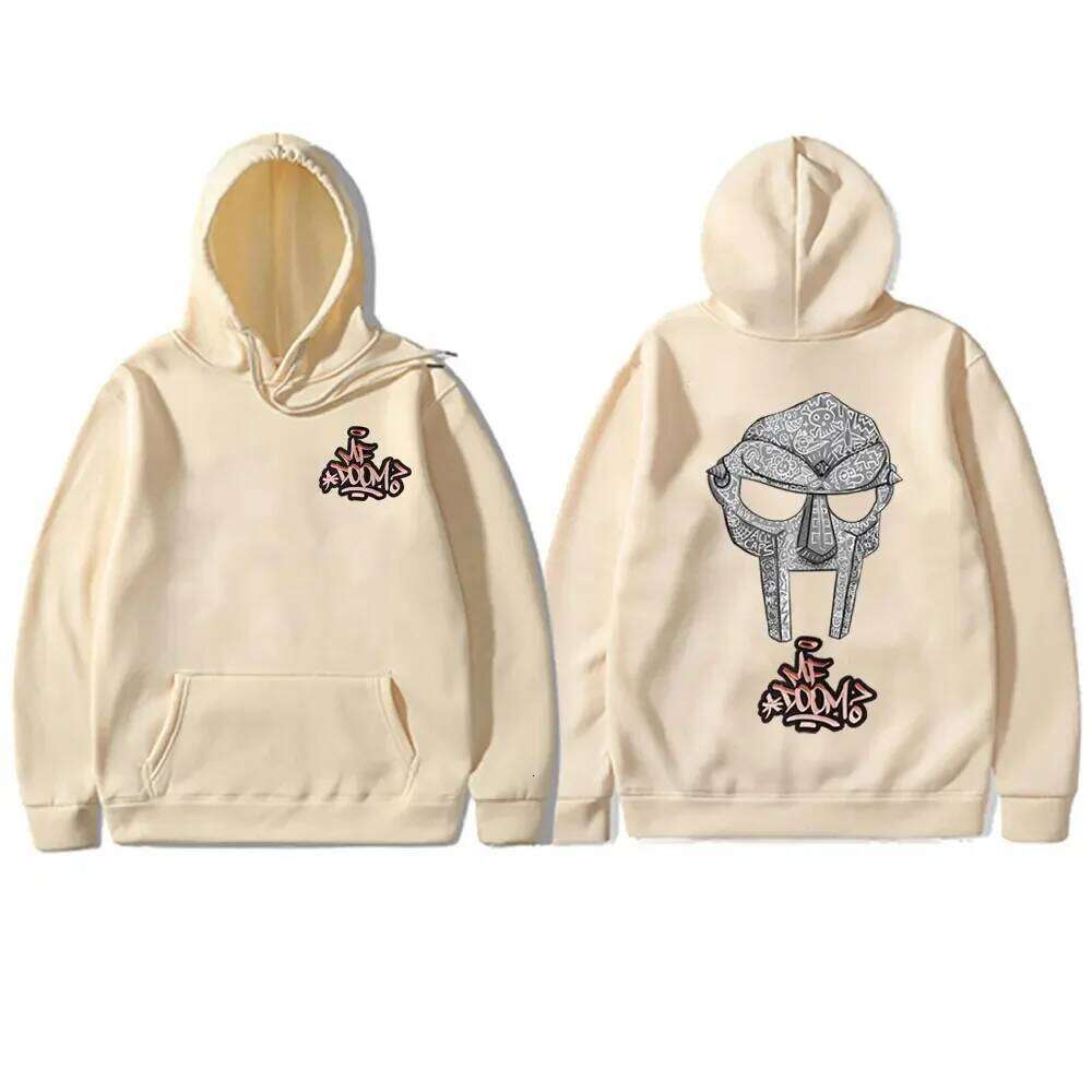 Rapper Mf Doom Madvillain Metal Mask Face Double Sided Print Hoodie Male Oversized Pullover Men's Hip Hop Rap Vintage Hoodies Z260314