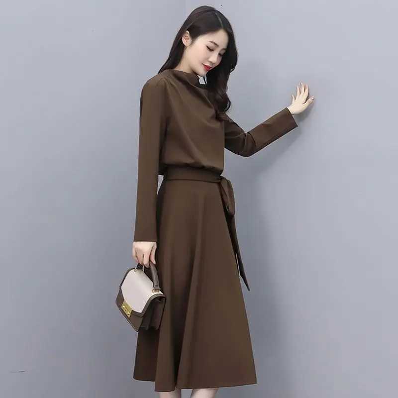 Long Sleeves Dresses Womens Elegant Midi Dresses for Women Womens Office Dress Woman Streetwear Autumn Winter Korean Style NewT260314