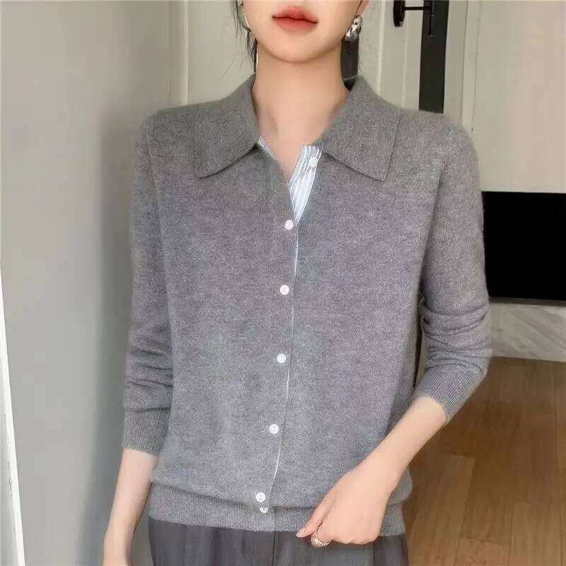 New Fashionable Button Sweater, Comfortable Lapel Cardigan For Autumn And Winter, Korean Long-Sleeved Women's Top-ZD3024 Z260313