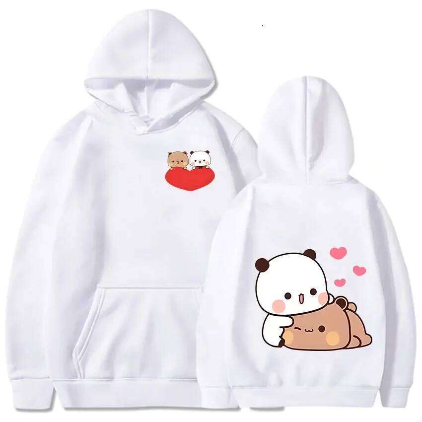 Bubu and Dudu Panda Men's Fun Aesthetic Print, Adult Autumn/Winter Hoodie, Anime, Harajuku Retro Pullover Sweatshirt Z260314