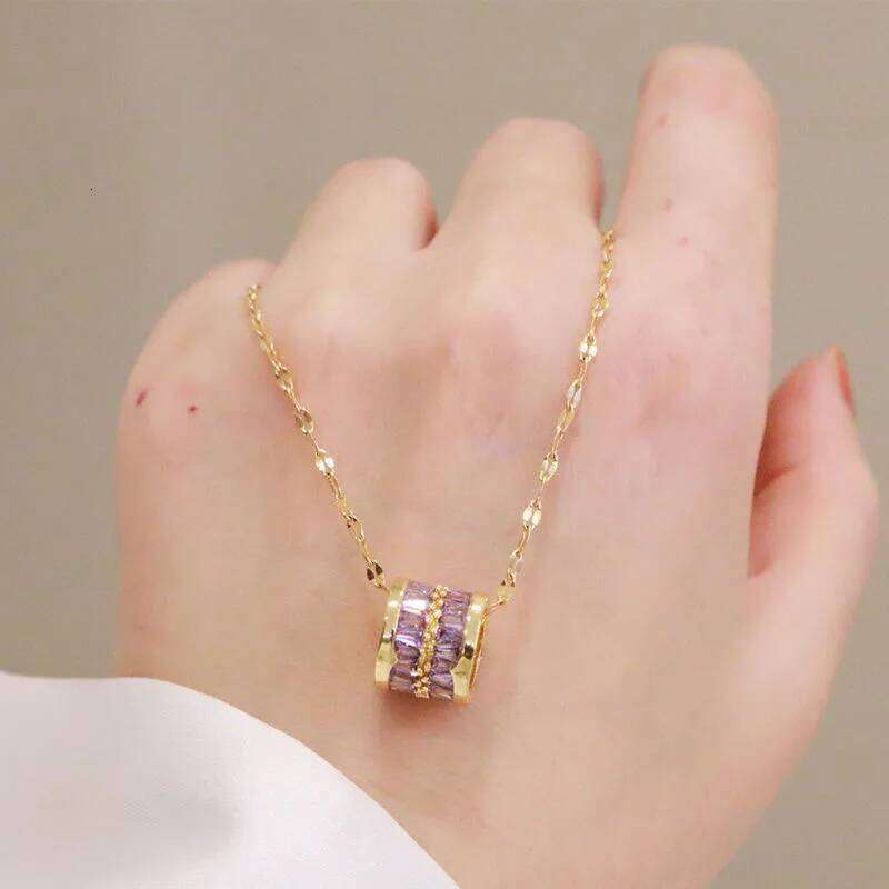 3 Colors Lucky Beads Pendant Stainless Steel Necklaces For Women Sparkly Zircon Crystal Sexy Female Neck Chain Jewelry H260312