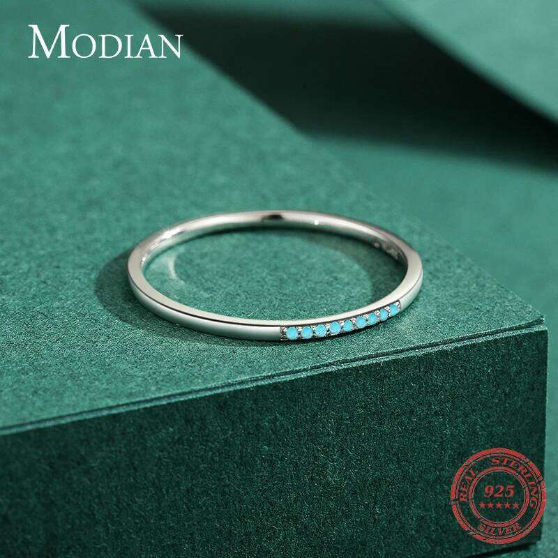 Modian High Quality Turquoise Vintage Ring Real 925 Sterling Silver Exquisite Finger Rings For Women Statement Jewelry Gift H260312