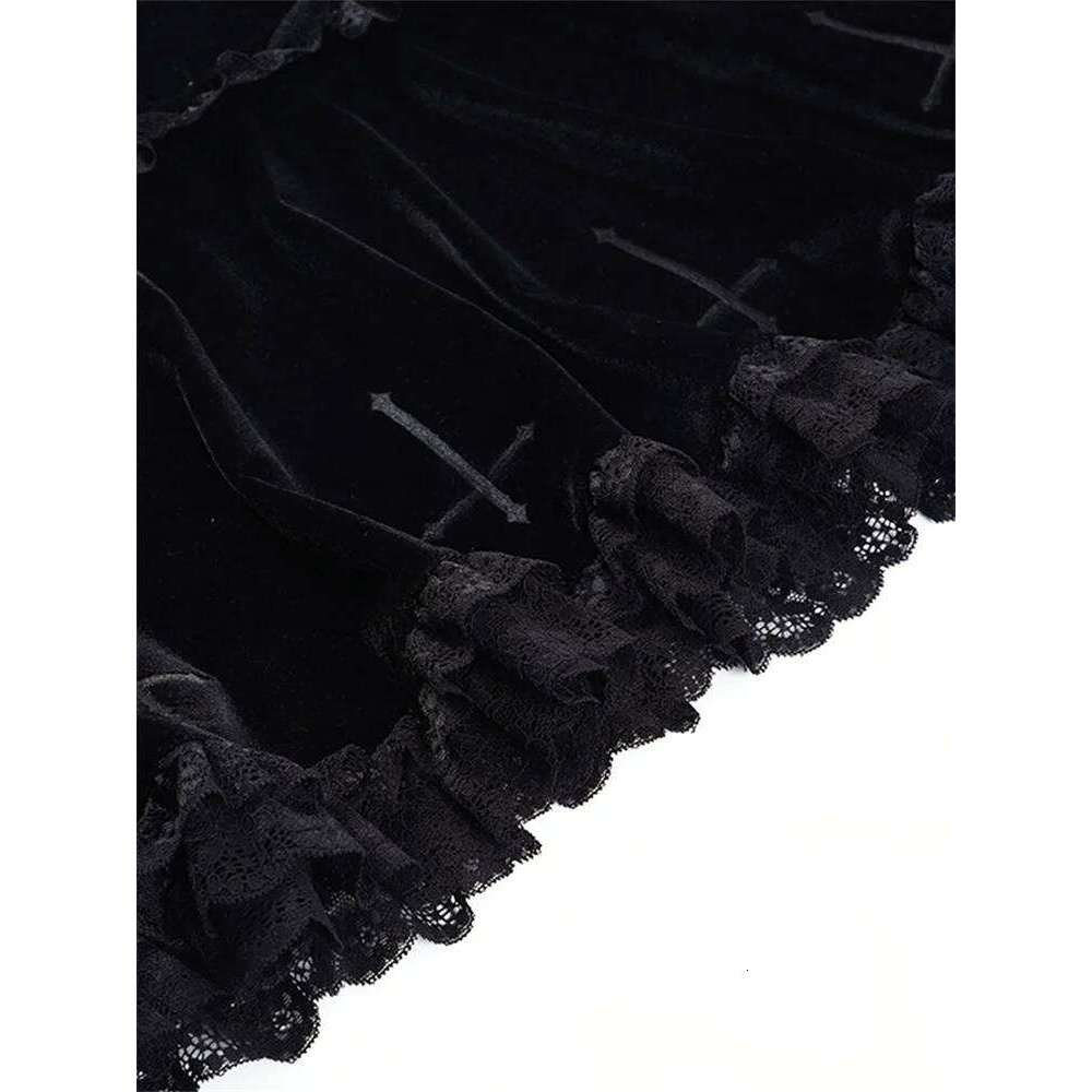 Women's Gothic Mini High Waist Lace Ruffle Pleated Summer Fall Casual Short Skirts Streetwear Z260314