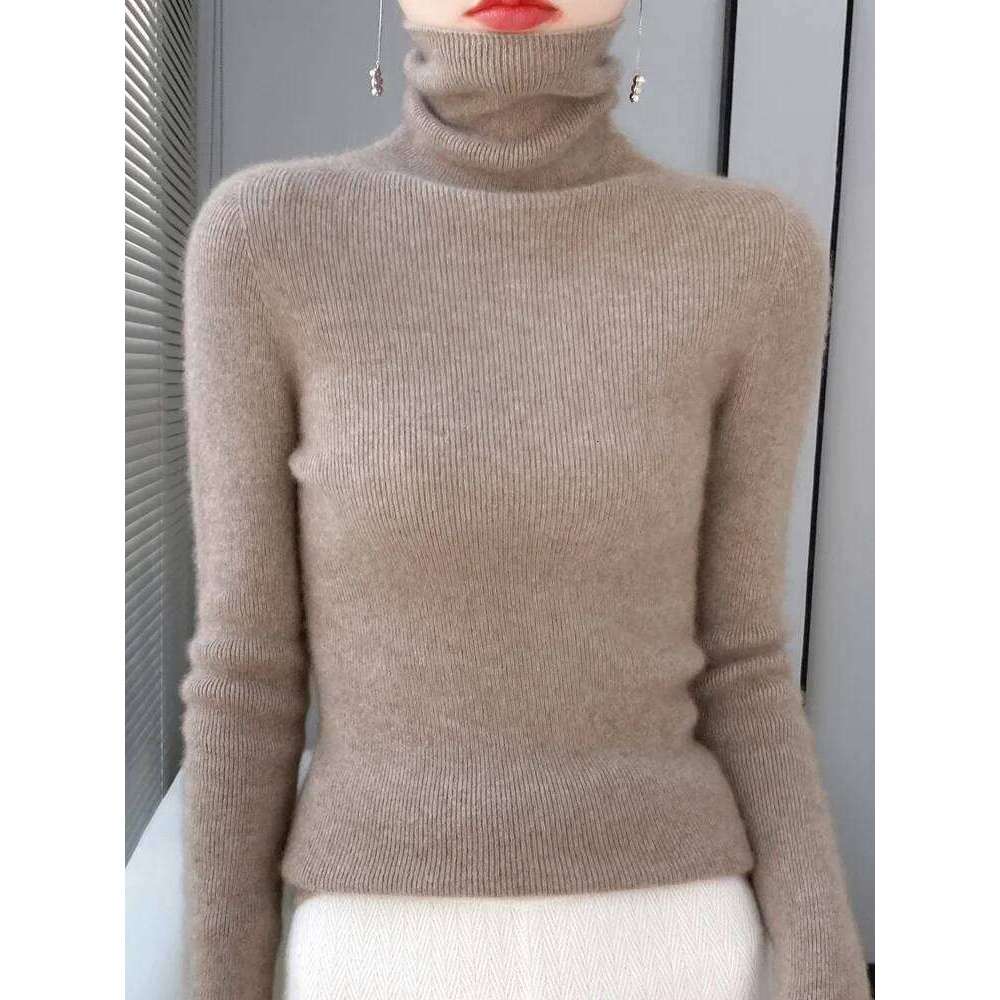 Grace Women Slim Sweater Pullover Turtleneck Basic Cashmere Autumn Winter 100% Merino Wool Knitwear Soft High-end Threaded Tops Z260313