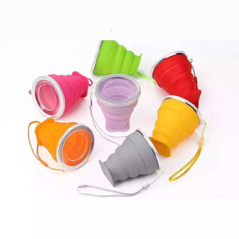200ml Folding Cups BPA FREE Food Grade Water Cup Travel Silicone Retractable Coloured Portable Outdoor Coffee Handcup Z260313