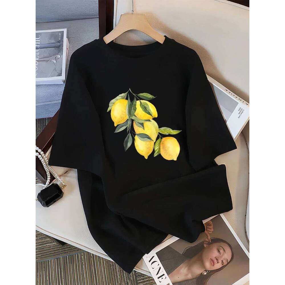 Creative Lemon Pattern T-Shirts Female Soft Tops Fashion Cool Tee Clothing Street Summer Casual Short Sleeve T-shirts Z260314