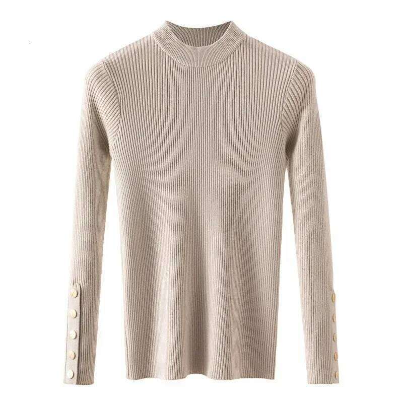 Slim Knit Women Pullovers Casual Y2k Top Autumn Winter Button Sweater Female Jumper Tops Pullover Z260314