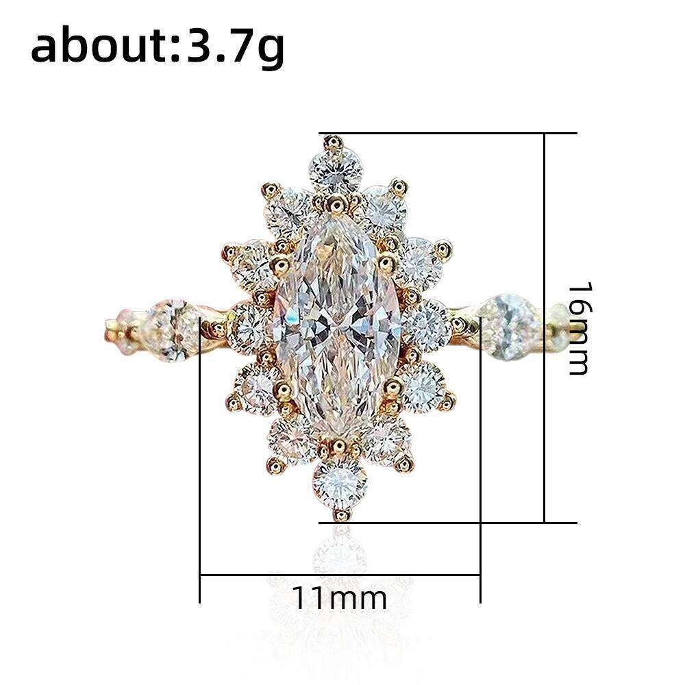 Huitan Sparkling Gold Color Cubic Zirconia Rings New Trendy Engagement Wedding Bands Women Accessories CZ Jewelry 2022 H260312