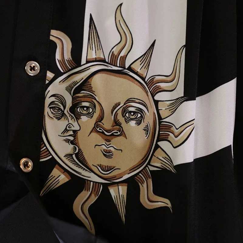 Vintage Print A-Line With Belt Loose Polo Neck Womens Dress Elegant Single-Breasted Knee Length Dresses For Women 2026 SpringT260314