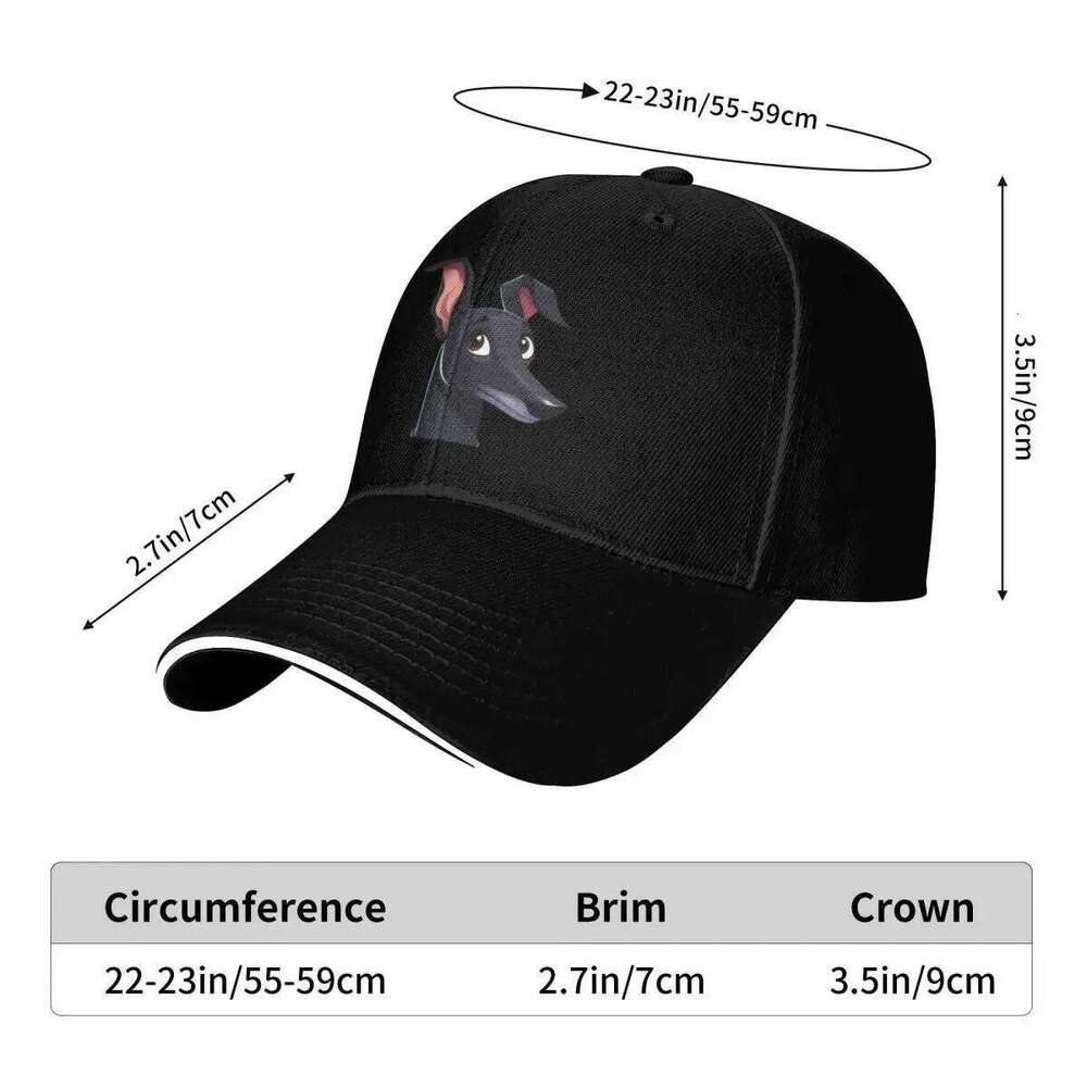 Black Greyhound with Semaphore Ears Baseball Cap Funny hats Dropshipping Icon Ladies Men's Z260314