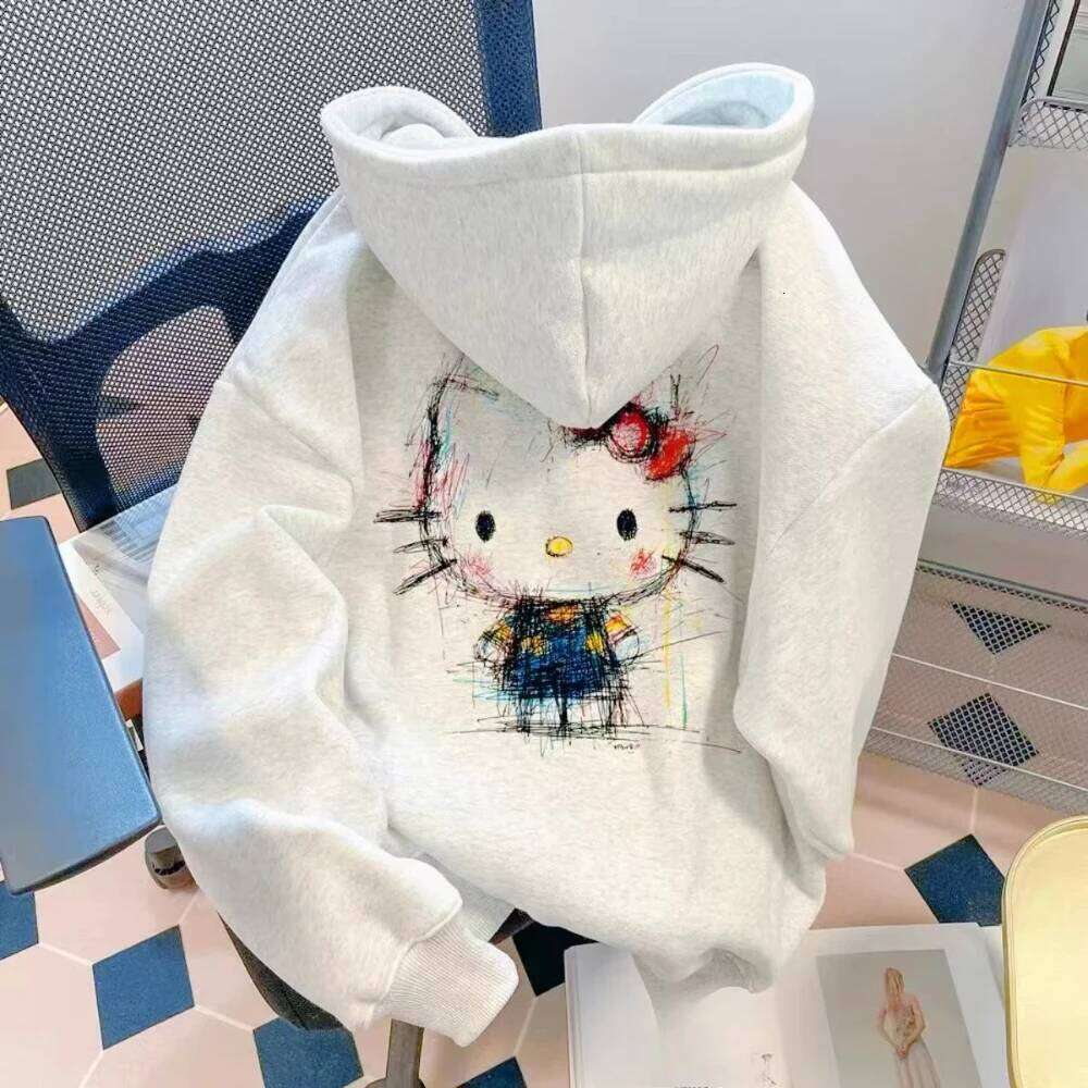 MINISO Classic HelloKitty Color Printed Loose Men's Hoodie Versatile Casual Suitable Hooded Sportswear Skin Friendly Soft Z260314