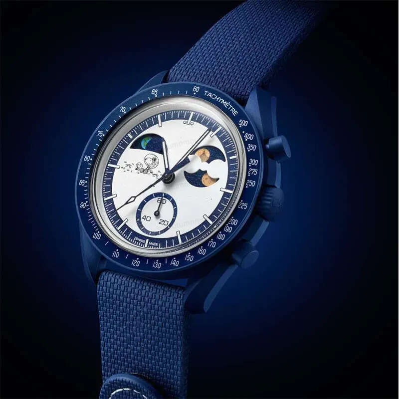 Bioceramic Planet Quarz movement designer Watch moonswatche Gold 42mm Full Function Chronograph Luxury Mens Wristwatches 40b