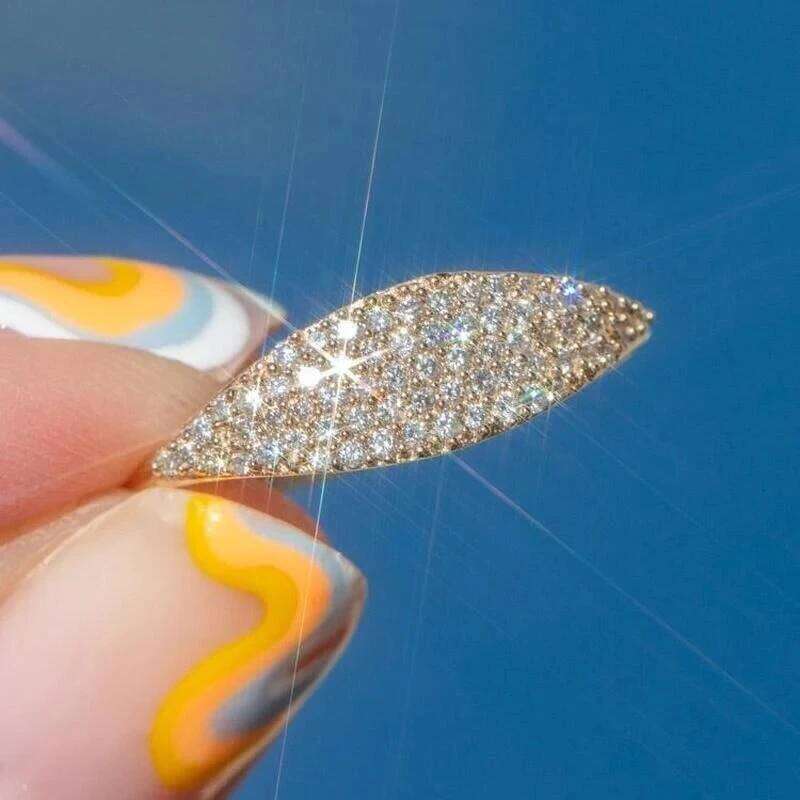 Huitan Simple Elegant Women Full Bling Iced Out CZ Stone Gold Color Female Rings Wedding Party Statement Jewelry H260312