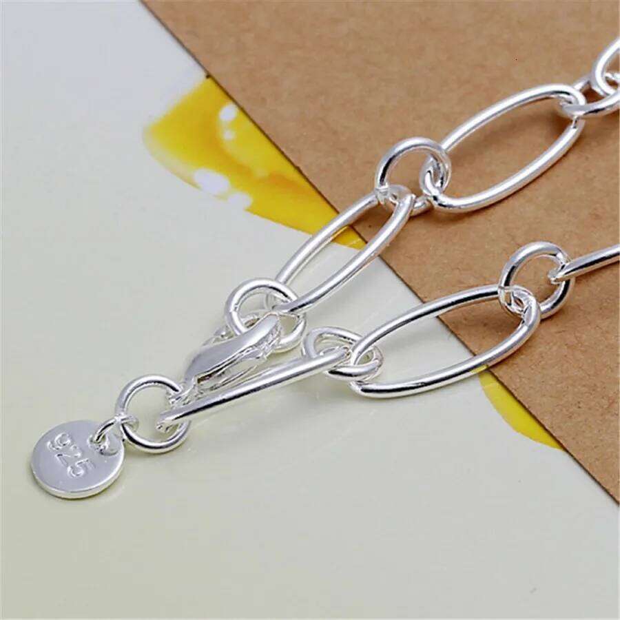 925 Sterling silver circle chain Bracelets for woman men classic Wedding party Christmas Gifts fashion fine Jewelry 20cm 8inch Z260313