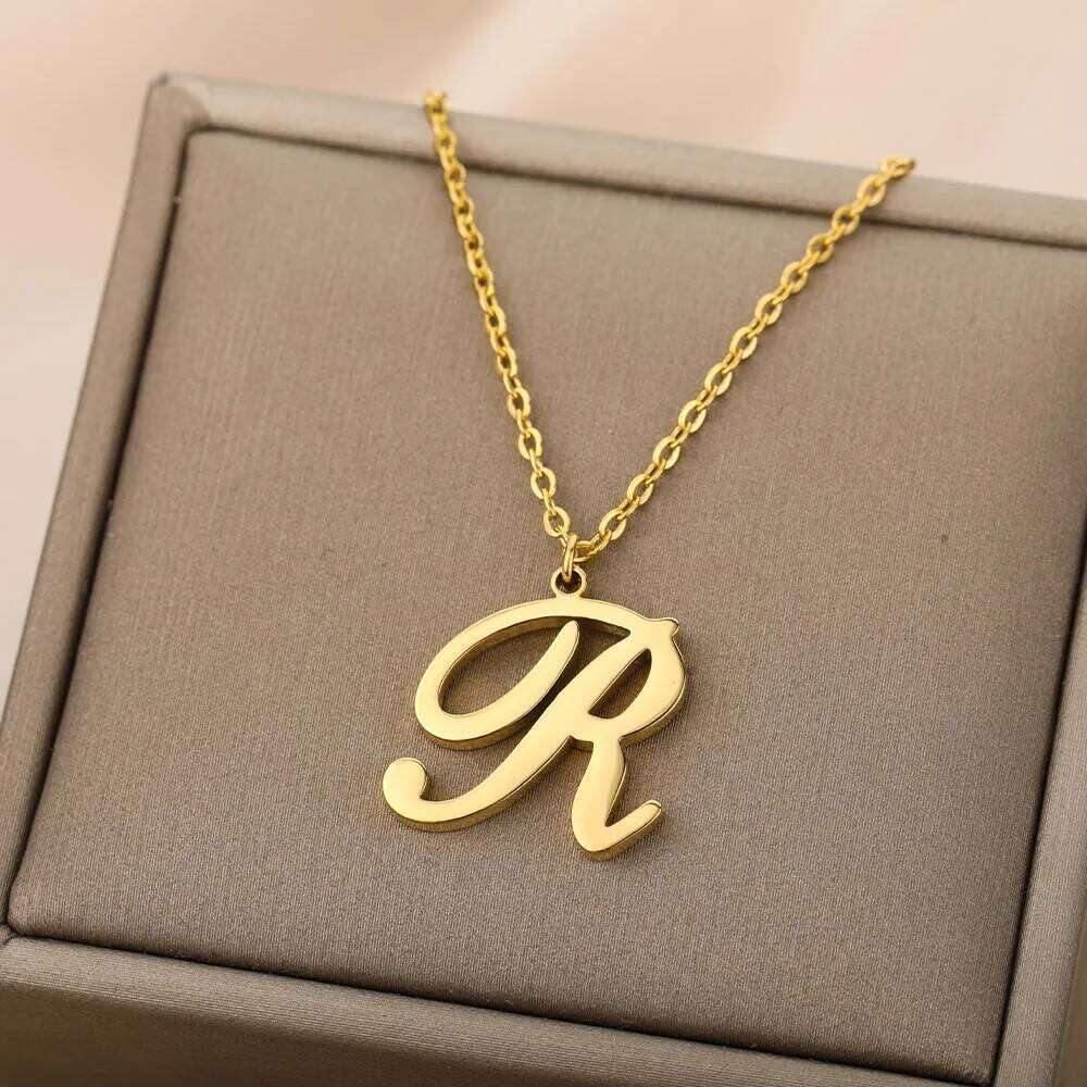 Dainty Letter Necklaces For Women Gold Color Minimalist Stainless Steel Initial Necklace Femme Wedding Jewelry Gift H260312