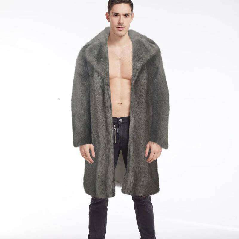 Men's High-quality Coat for Autumn European and American Foreign Trade Popular Winter New Arrival Faux Fur Long Jacket Z260313