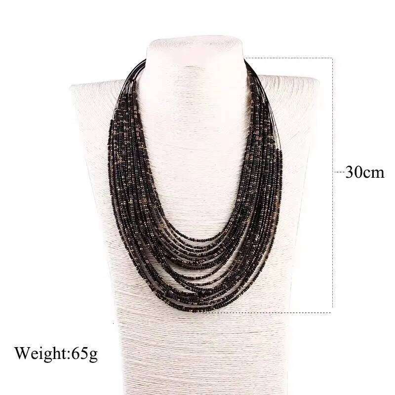 Multi-layered Handmade Seed Beads Waterfall Shaped Tassels Necklaces for Women Boho Jewelry Holiday Party Gifts H260312