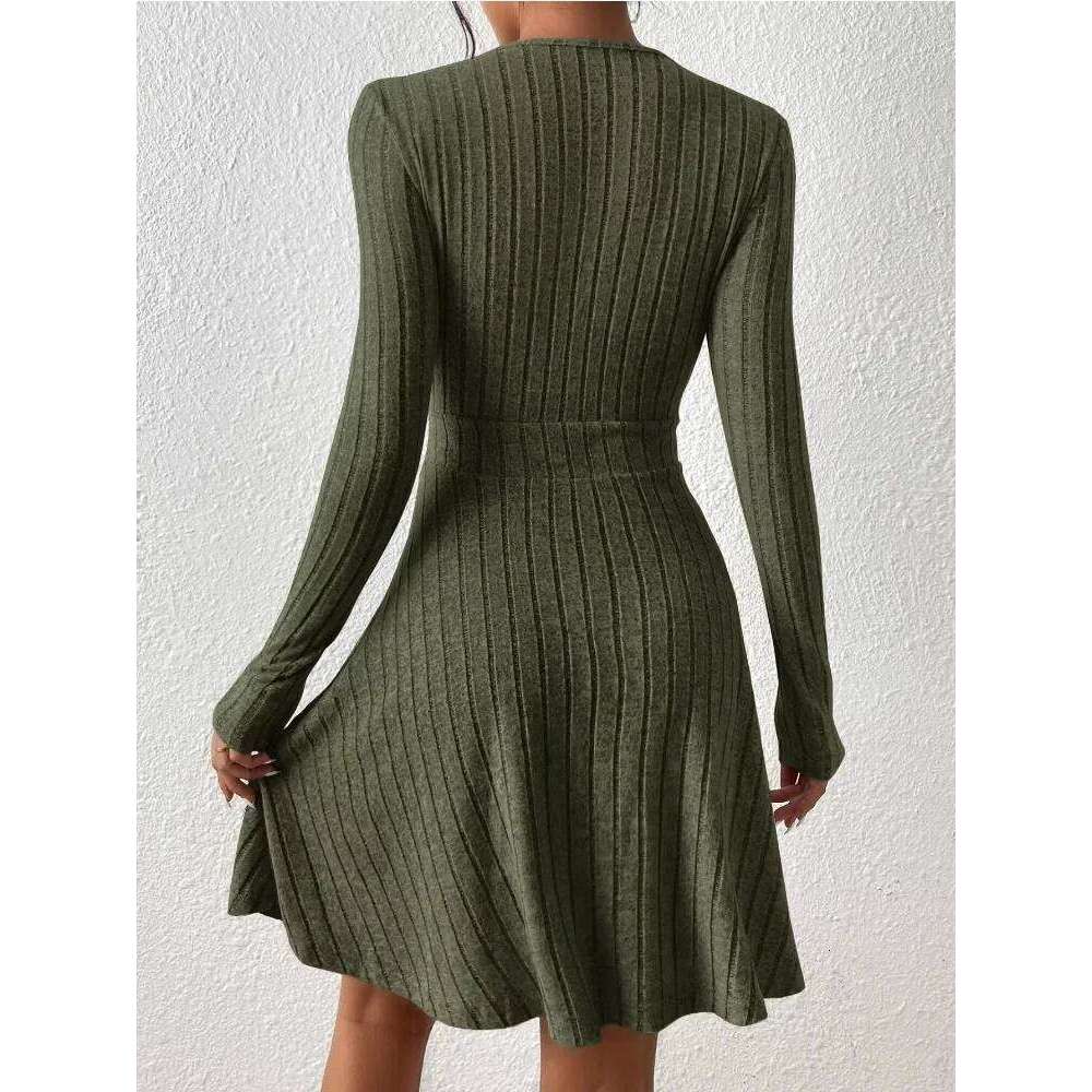 Sweater Women's Slim Fit V-Neck Long Sleeve Knit Dress Autumn/Winter Sexy Bodycon High Waist Midi Casual Party Dresses Z260313