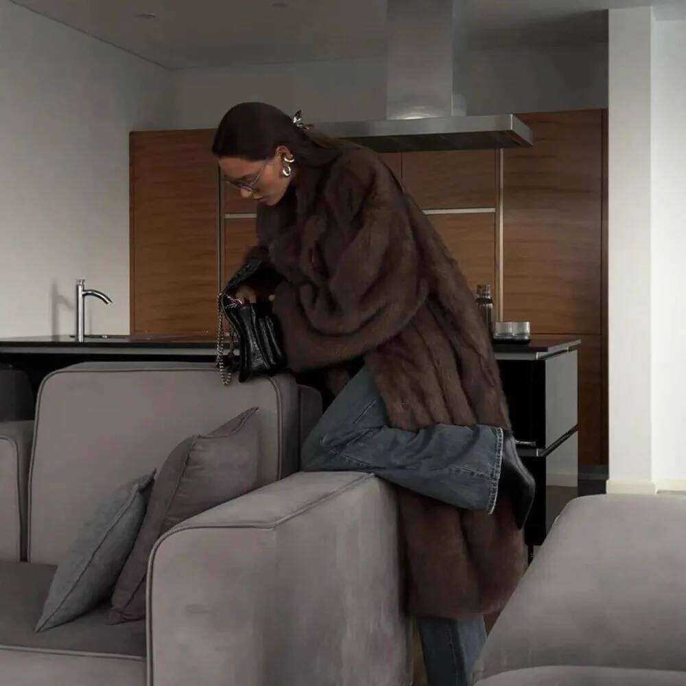 Faux Fur Jackets Women Solid Elegant Long Coat Cardigan Warm Thick Outerwear Jacket Furry Streetwear Coats Autumn Winter Z260313