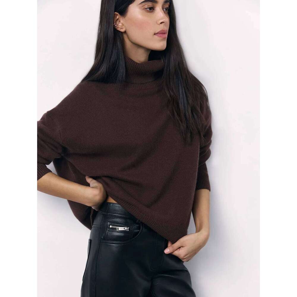 Korean Loose Turtleneck Knitted Sweater, Solid Color Comfortable Casual Knit Pullover Sweater,Women's Autumn and Winter Z260314