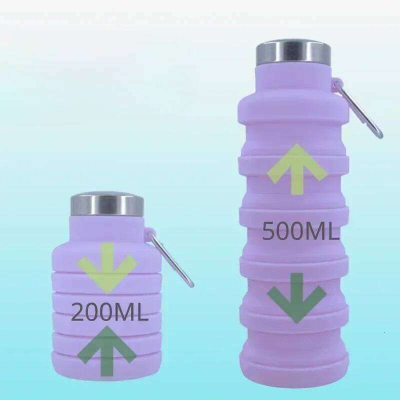 Collapsible Silicone Water Bottle 500ml BPA Free Portable Telescopic Cup for Outdoor Travel Sport Gym Camping Hiking Accessories Z260314