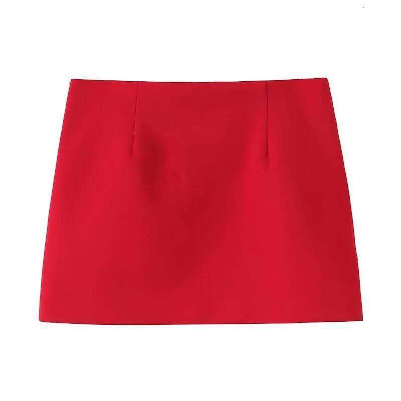 MUJER 2025 Pleated Mini Red High Waist Women's Cylinder Layered Short Skirts for Woman Chic Summer Women Skirt Z260314
