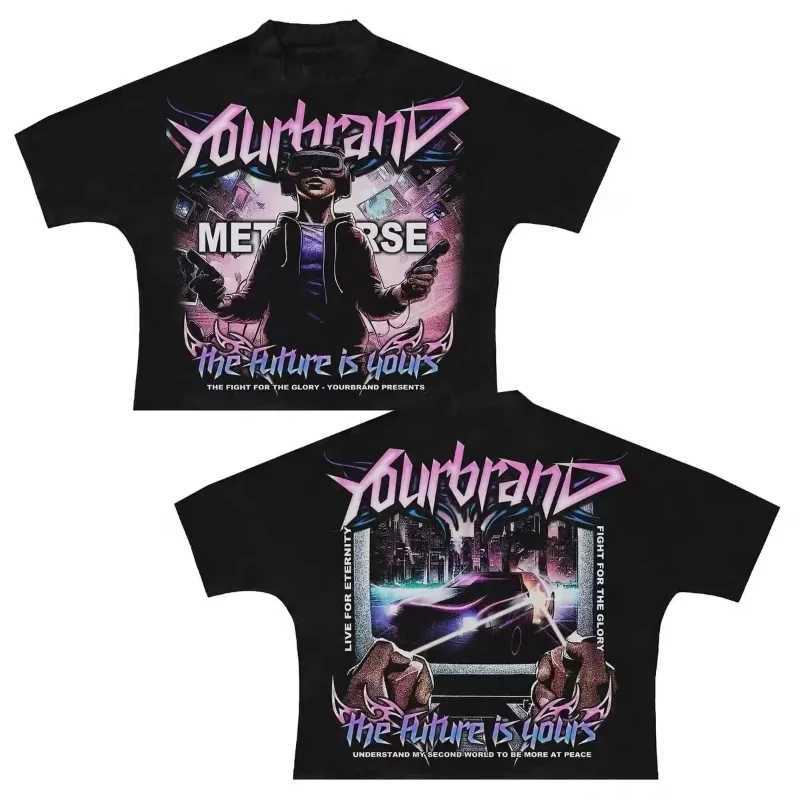 Summer Y2k Pattern Retro Style Harajuku Gothic Hip Hop Animation Print T-shirt Mens and Womens Loose Casual Short Sleeves Top D260313