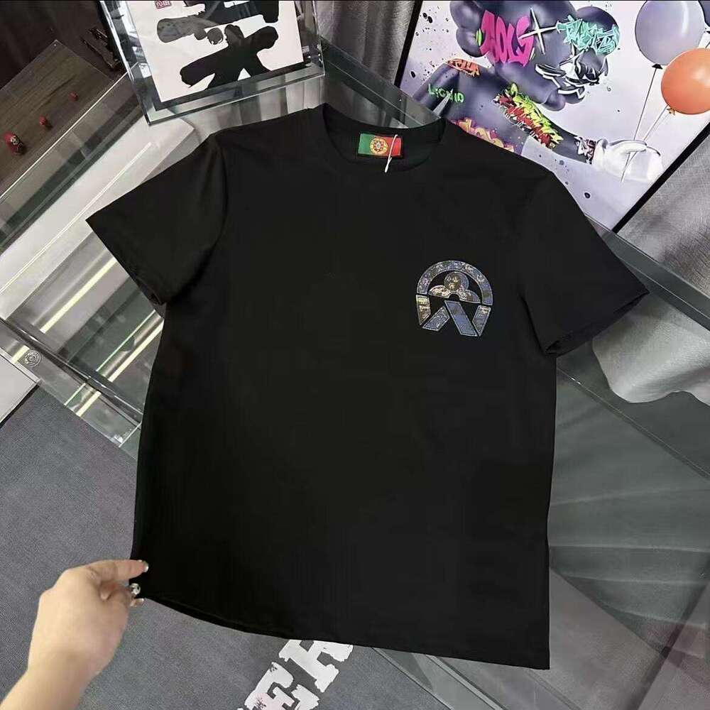 New high-end trendy men's suit with fashionable and trendy design, short sleeved contrasting printed five quarter pants Asia Size