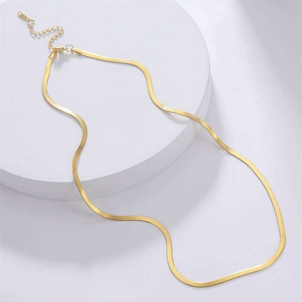 Skyrim Stainless Steel Snake Chain Necklace for Women Men Gold Color Herringbone Choker Neck Chains 2025 Trend Jewelry Gift Hot H260312