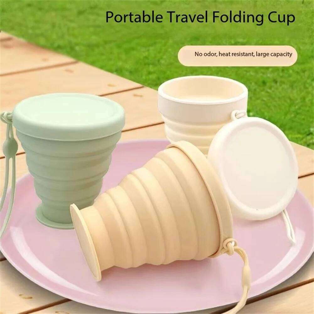200 ml foldable silicone with lid, camping, expandable drinking cup set, reusable, suitable for backpacking Z260313