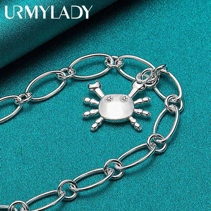 URMYLADY 925 Sterling Silver Crab AAA Zircon Charm Bracelet For Women Wedding Engagement Party Fashion Jewelry Z260313