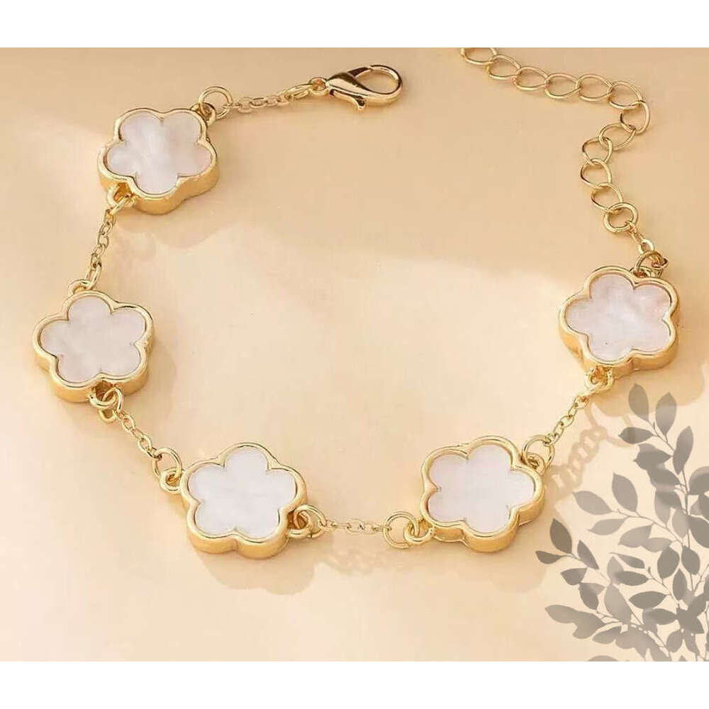 Women Jewelry Bracelets Charm Bracelets Bohemian Style Leopard Print Five-Leaf Clover Stainless Steel Fashion Charm Women Bracelet