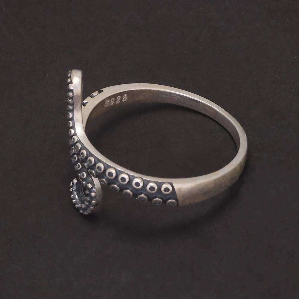 925 Sterling Silver Octopus Tentacle Ring for Women Men Opening Type Squid Finger Rings Gothic Retro Punk Jewelry Accessories H260312