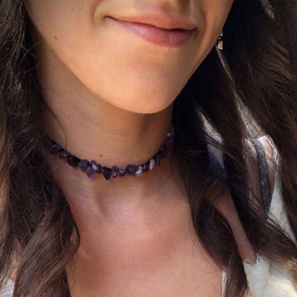 Yumfeel New Fashion Bohemian Natural Stone Chokers Chips Lapis Rose Quartz Amethyst Crystal Necklaces Women Jewelry H260312