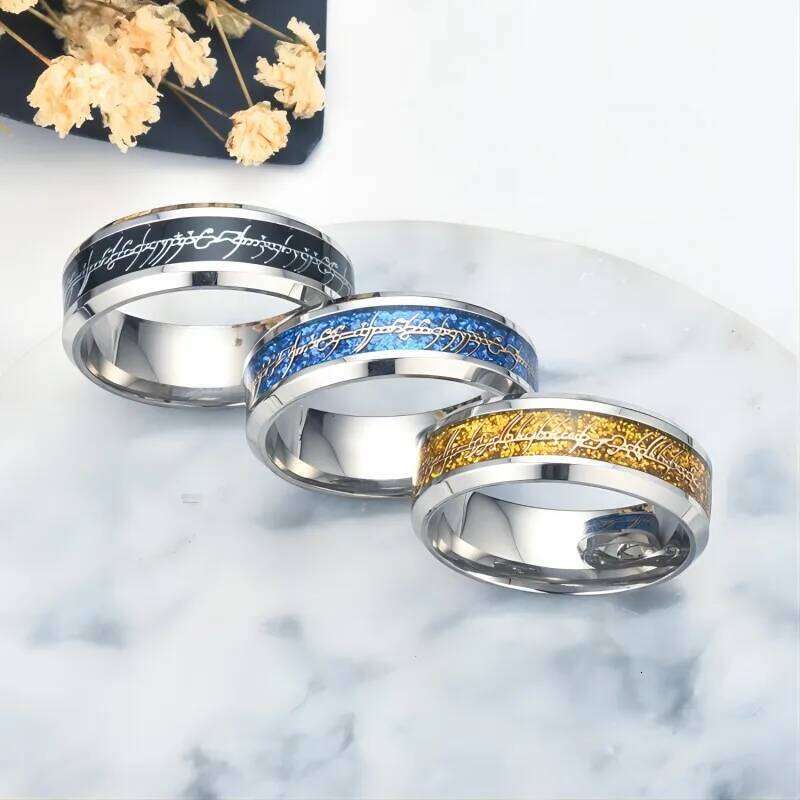 8MM Size 6 -13 Gold Plating Ring Band Wedding Engagement Cocktail Husband Father Gifts H260312